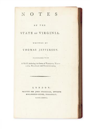 JEFFERSON, THOMAS. Notes on the State of Virginia.